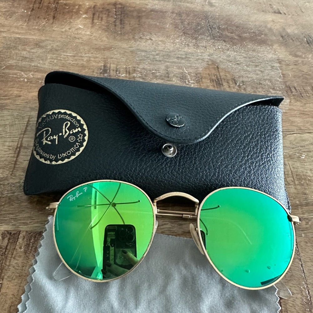 Ray-Ban Gold Frame Green Lens Sunglasses